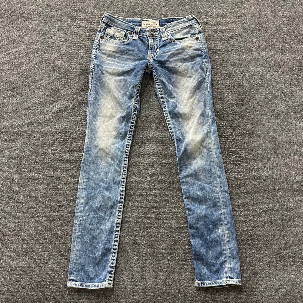 Big Star Jeans Womens Size 26R Jenae Medium Acid Wash Skinny Flap Pocket Stretch